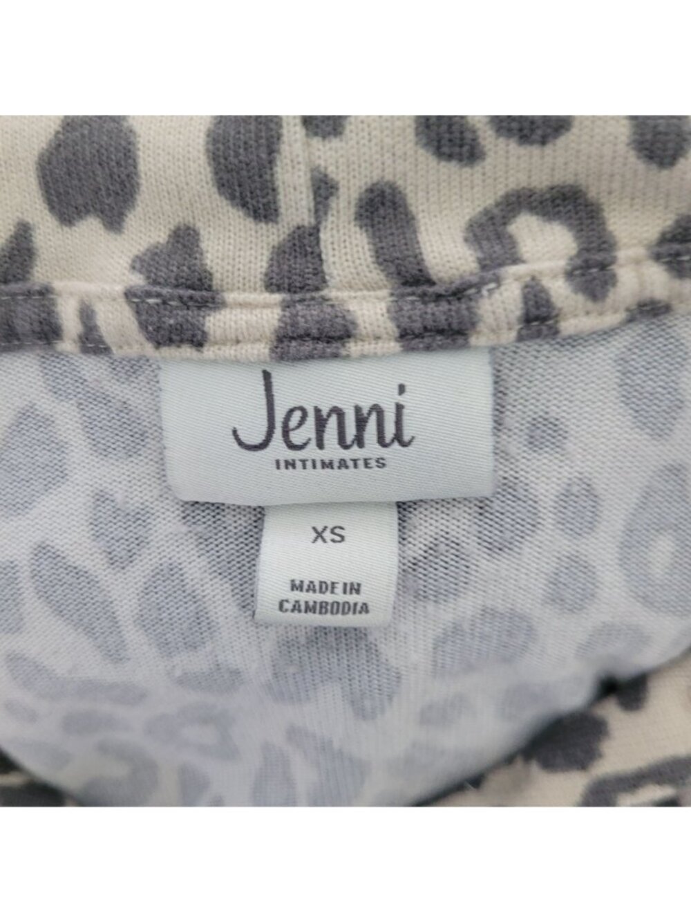 Jenni Intimates Leopard Print Knit Hoodie Womens Size XS Lightweight Soft Cozy - Picture 6 of 8